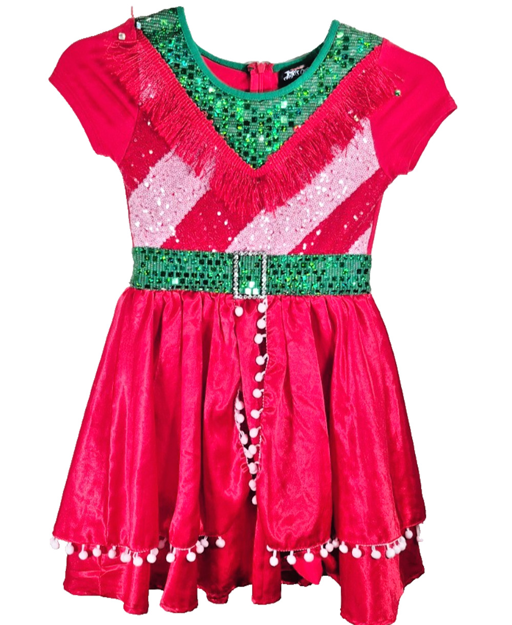 Jojo Siwa Closet Christmas Holiday Dress Girls 7/8 Medium Sequins Red Candy Cane
